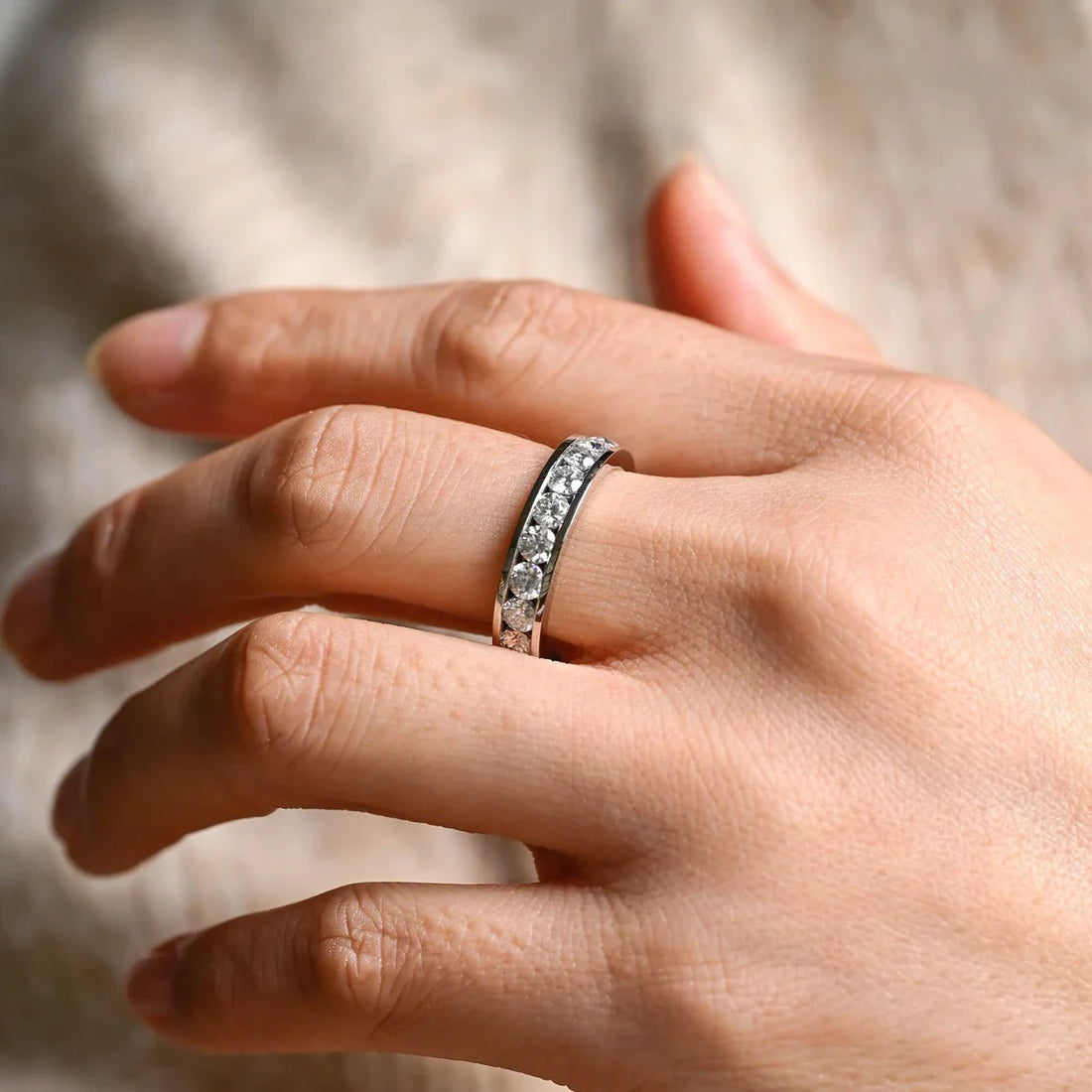 modern diamond band for women
