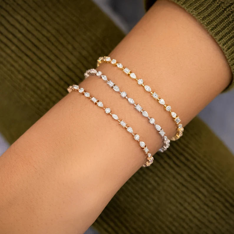 multi cut diamond tennis bracelet