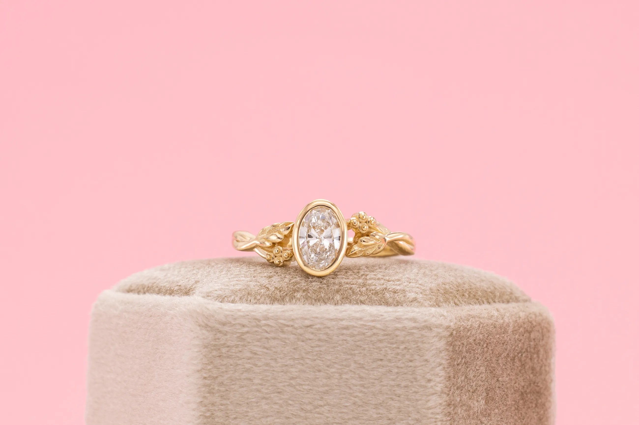 nature inspired leaf engagement ring