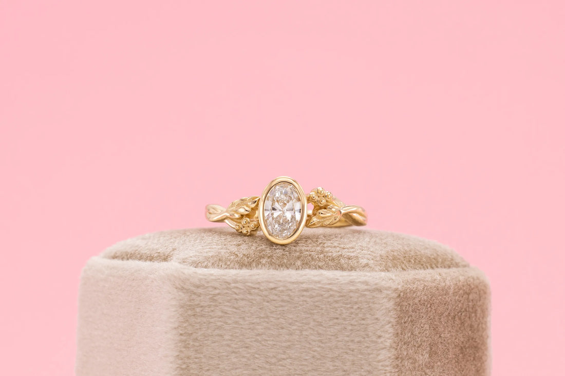 nature inspired leaf engagement ring