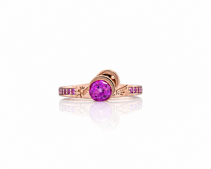 pink sapphire moon engagement ring for herpink sapphire moon engagement ring for her