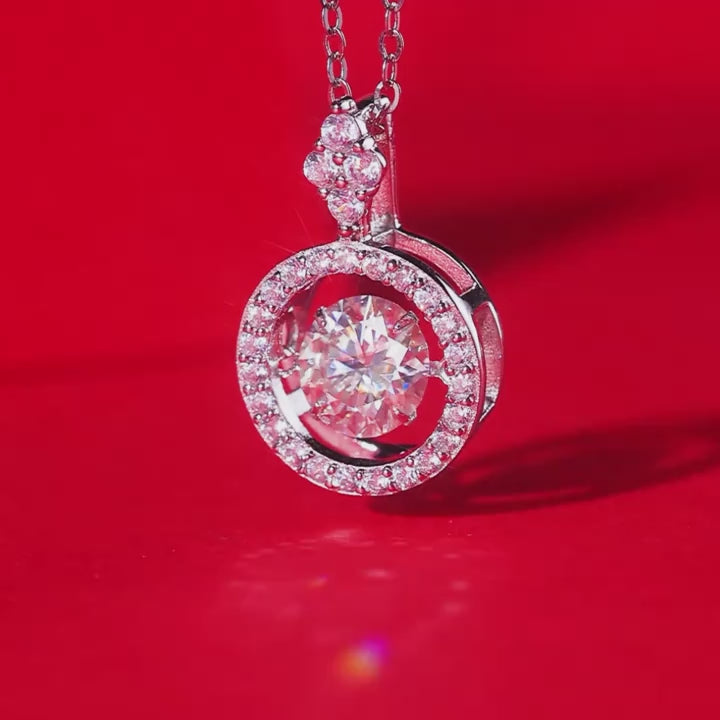 2.50Ct Round Cut Dancing Diamond Halo Circle Pendant