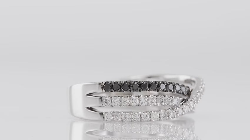 Two Tone Diamond Infinity Wedding Band
Twist Design Black and White Diamond Ring