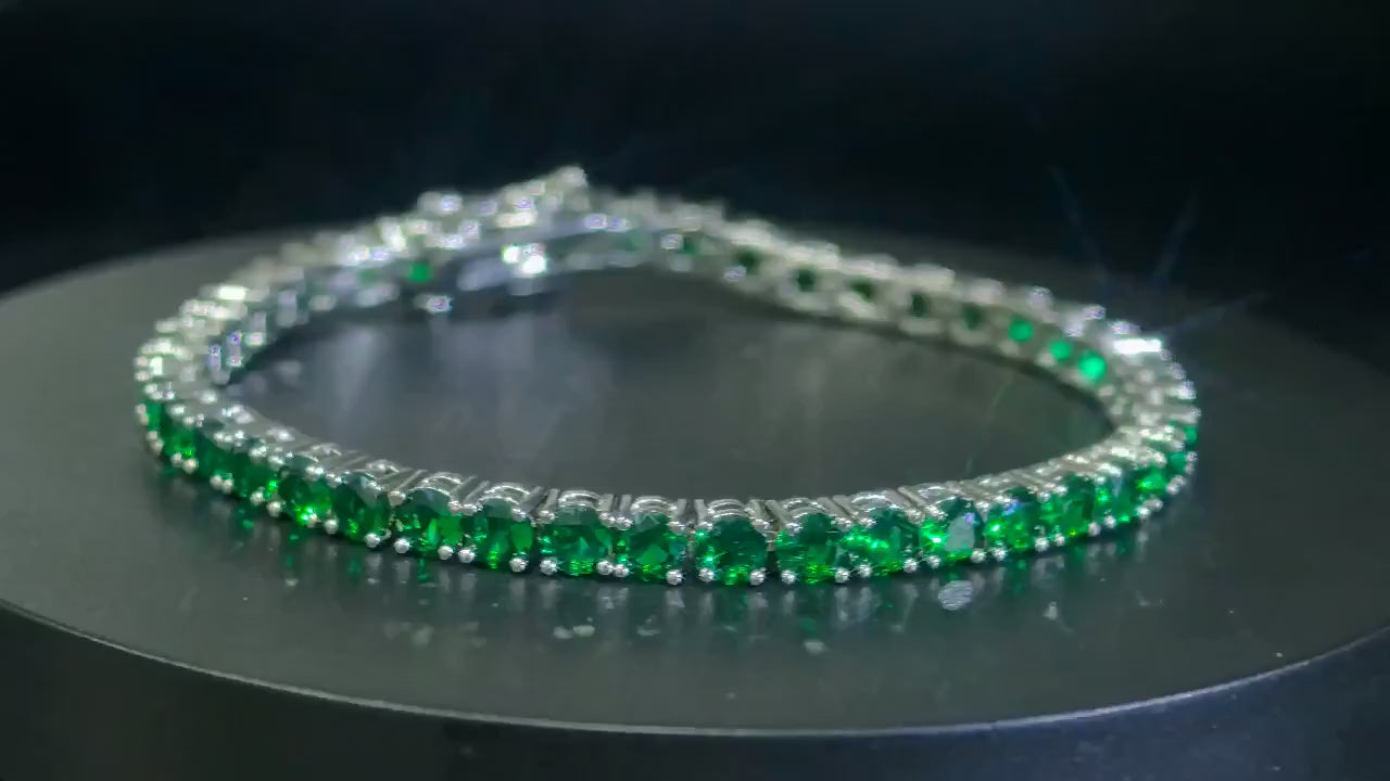 Vibrant Green Emerald Tennis Bracelet