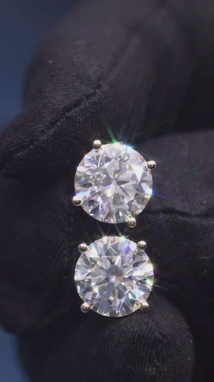 Classic diamond studs for women close up