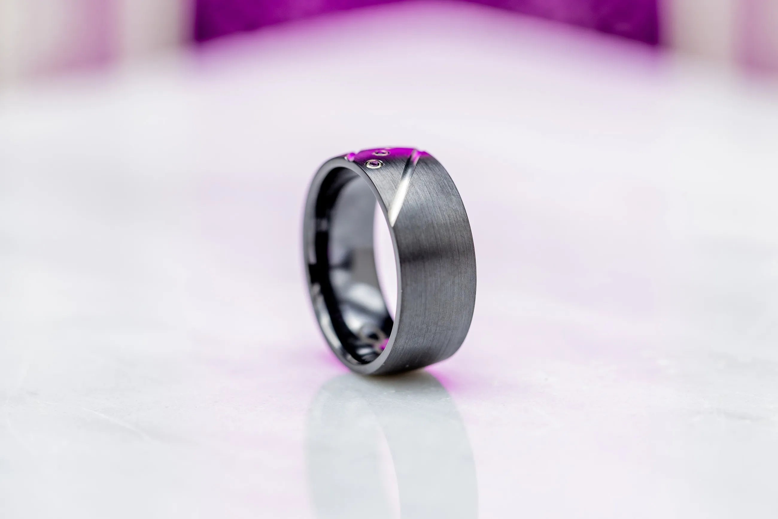 purple gemstone men’s band
