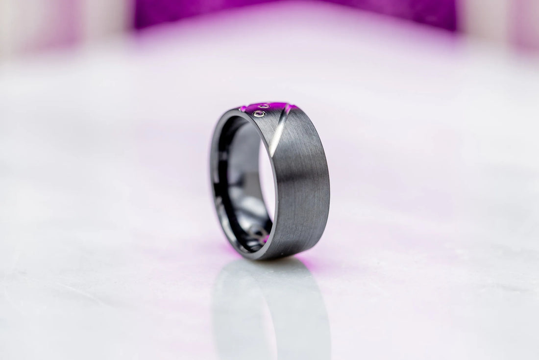 purple gemstone men’s band