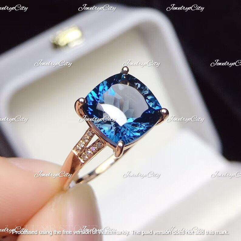 Buy 1.10ct Diamond & Swiss Blue Topaz Heart Shape Silver Rings - Surat  Diamond