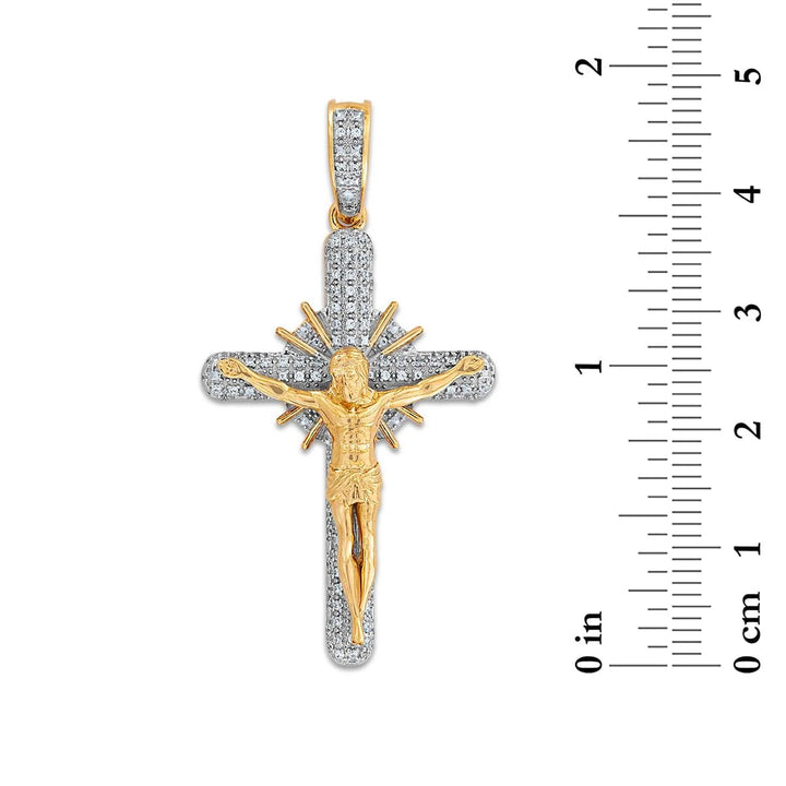 “sunburst cross pendant fine jewelry detail”