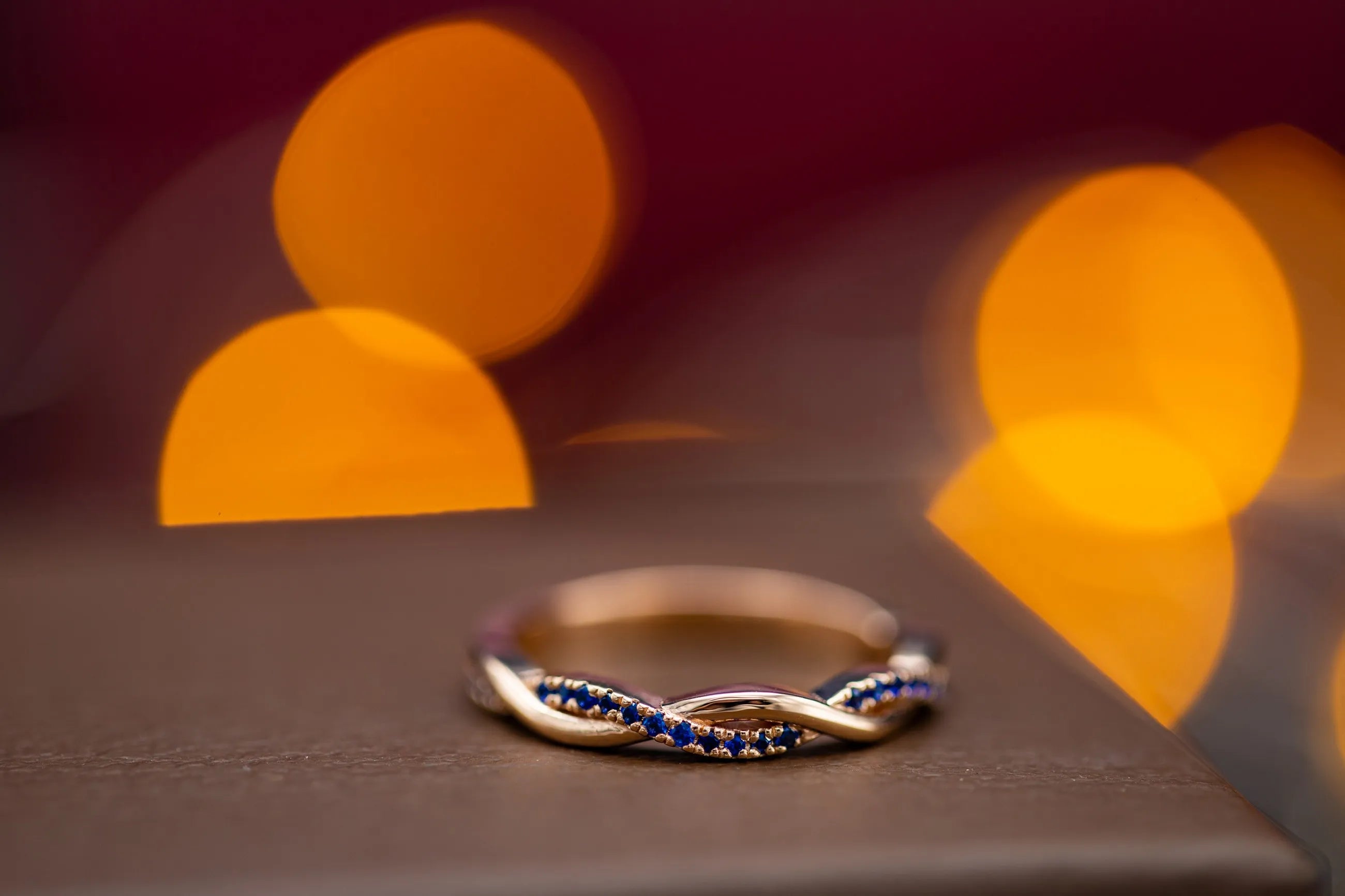 twisted sapphire bridal band for women