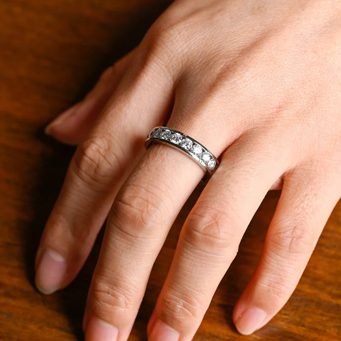 white gold channel set ring