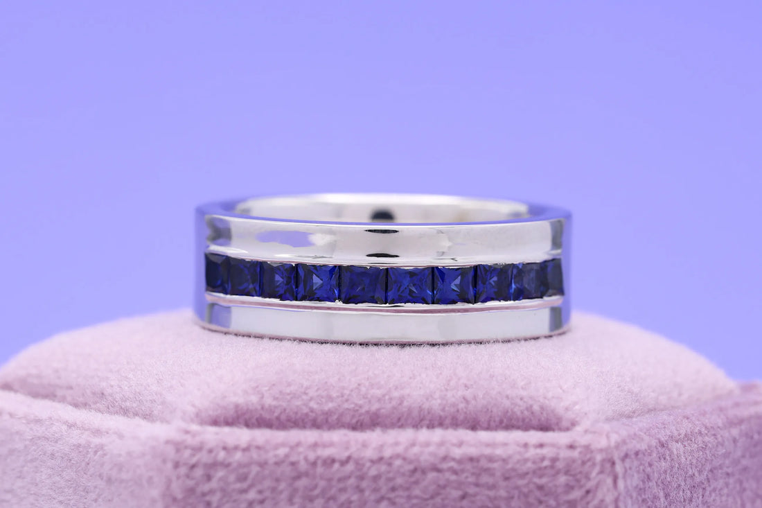 women’s blue sapphire wedding band